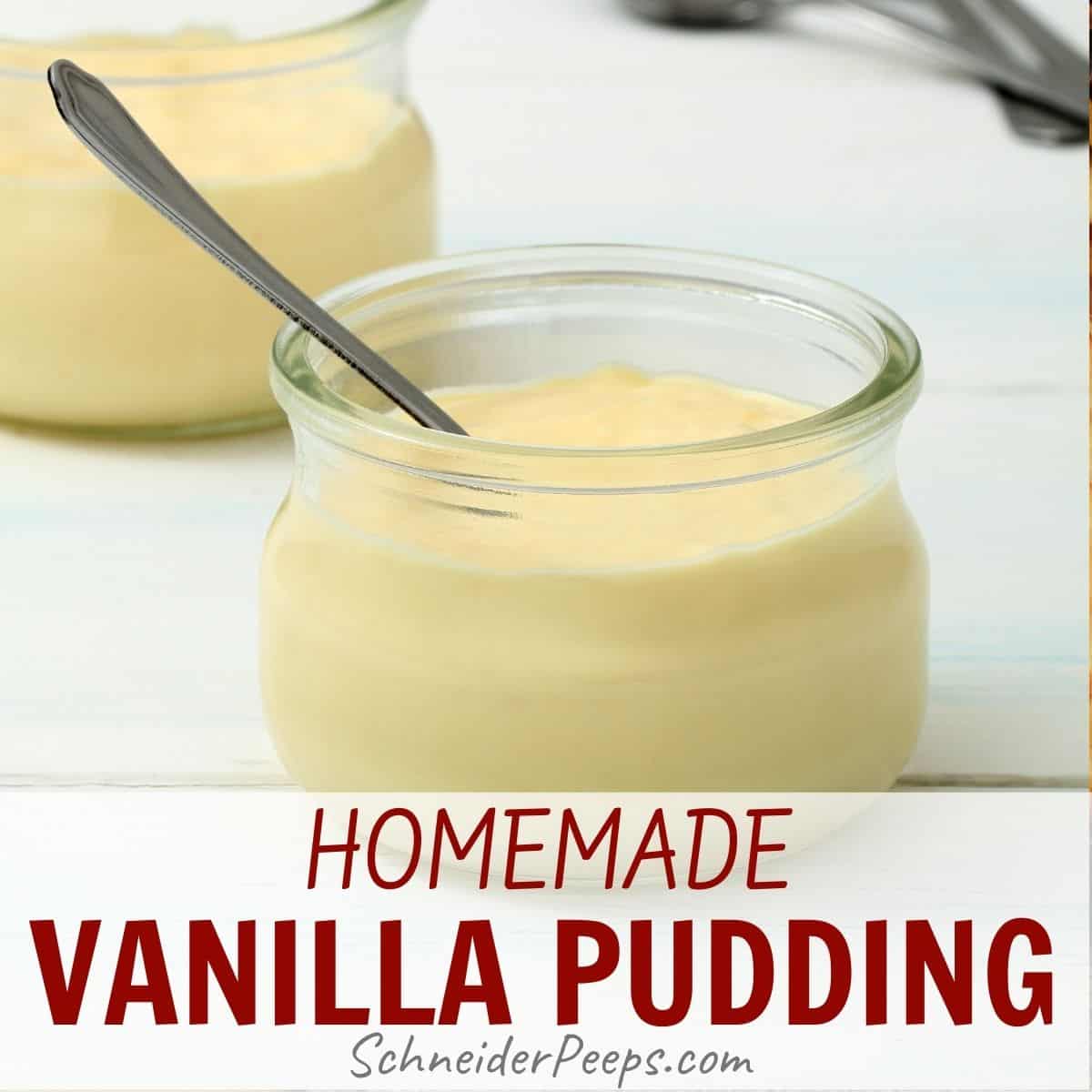 vanilla pudding in small glass jars