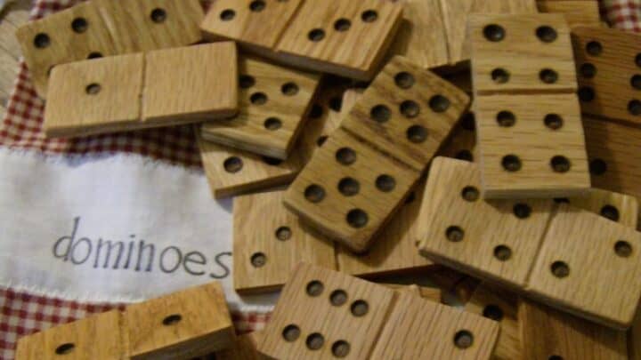 pile of wooden dominoes 