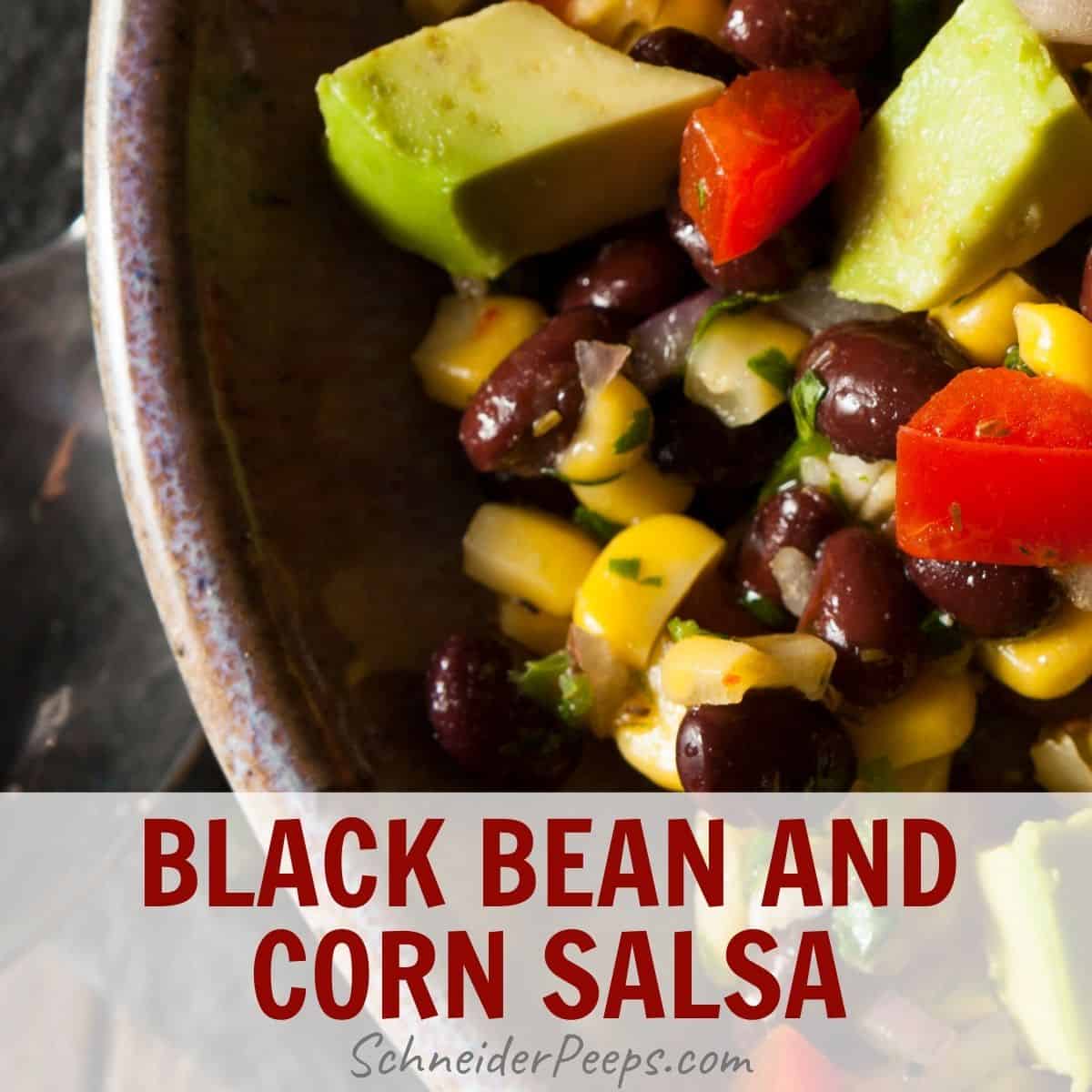 bowl of black bean and corn salsa aka Texas caviar