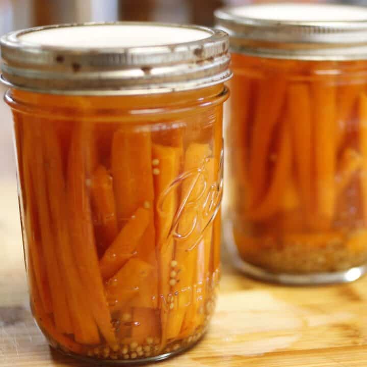 pint jars of canned pickled carrots